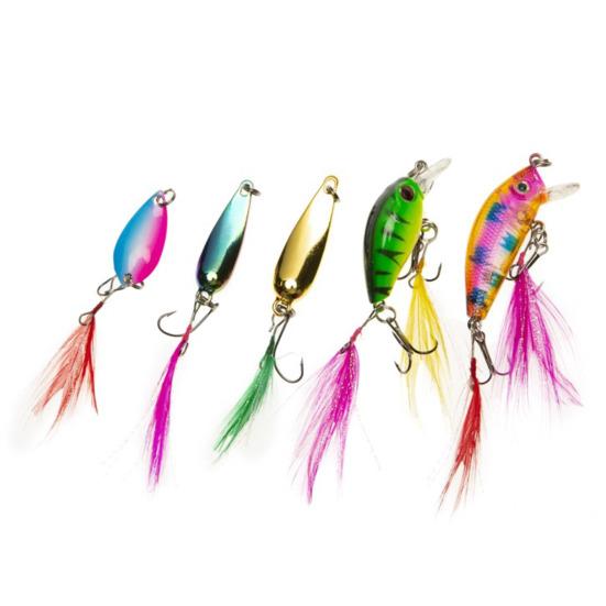 20Pcs/Set Fishing Lure Kit with Artificial Hard Bait Metal Spinner Blade Colorful Feather Freshwater Saltwater Fishing Accessories