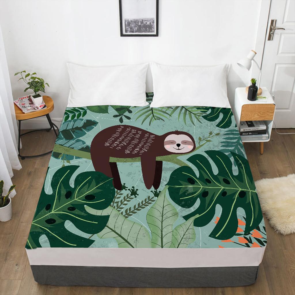 Bedding 3D Printed Animal Sloth Pattern Bed Sheet Mattress Cover Elastic Fitted Sheet 3 Piece Set Home Textile