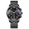DIZIZID wristwatch men analog watch quartz chronograph 3 ATM water-resistant affordable stainless metal band date display luminous multifunction mens
