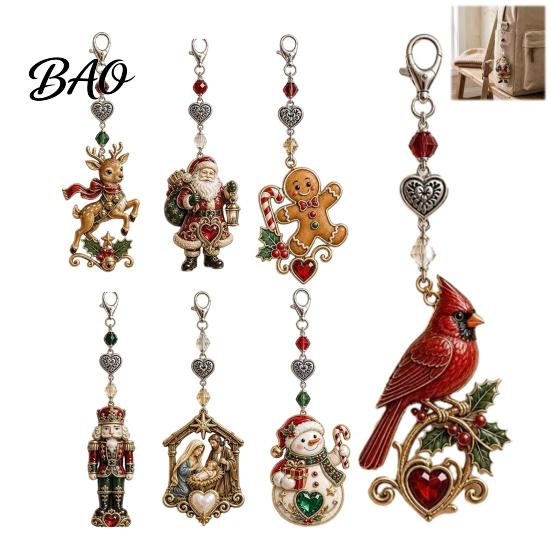 Durable Keychain Christmas Theme Pendant, Santa Reindeer Snowman Angel Hanging Decor, Decor Backpacks School Bags Decorative Charm, Xmas Party Favors