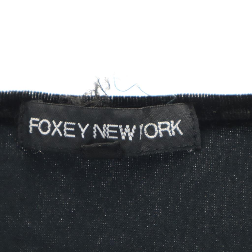 FOXEY NEW YORK made in Japan 7 minutes sleeve Velor blouse 40 black Women Used