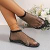 Sommer-Sandalen mit runder Spitze, hohles Netz, Diamant-Kurzstiefel – sexy, große Größe, flache Schuhe