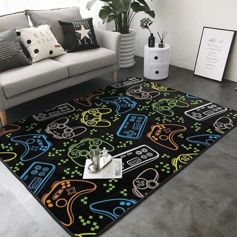 Video game controller printing Flannel Area Rug Soft esports Room Carpet Floor Mat Sofa Bedroom Home easy clean Decor Beautiful