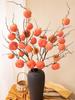 7-Head Persimmon Branch Ikebana Ornament: Artificial Ruyi Persimmon for Living Room or Dried Flower Display