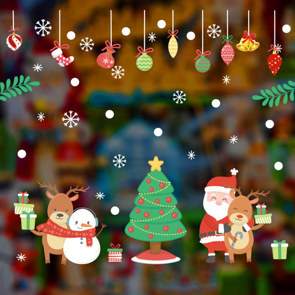Nuovi regali di Natale per bambini Adesivi per porte e finestre Decorazione Vetrina Scenario Disposizione Fiocchi di neve Babbo Natale Alce Pupazzo di neve Adesivi murali