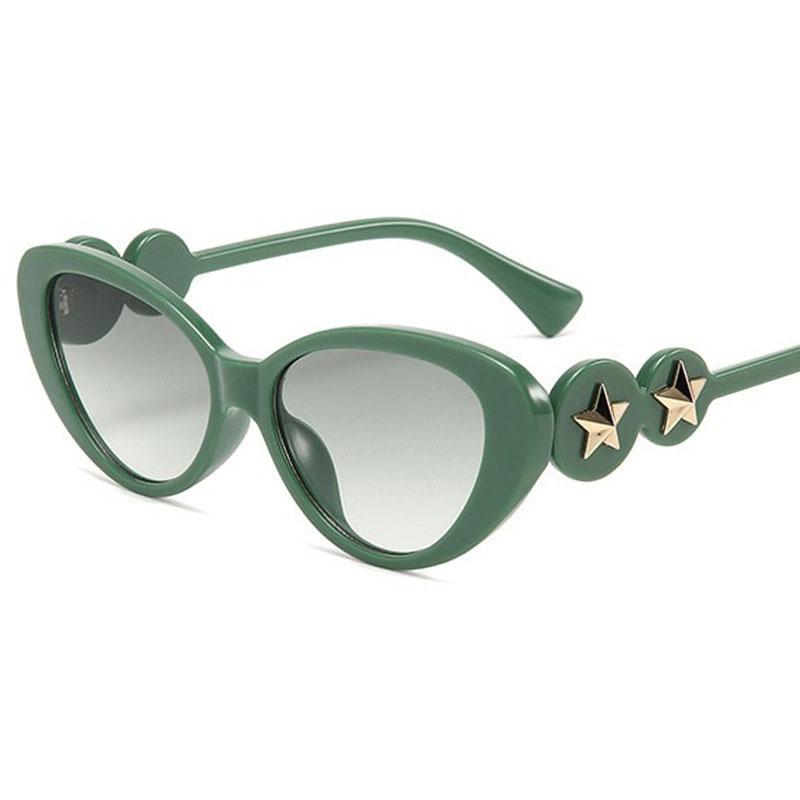 Sexy Ladies Luxury Brand Designer Cat Eye Sunglasses Women For Men Vintage Punk Sun Glasses Trending Big Frame Metal Star Shades