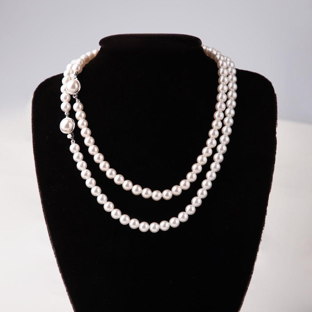 White Pearl Necklace 8/10mm Daily Classic 40cm Gift