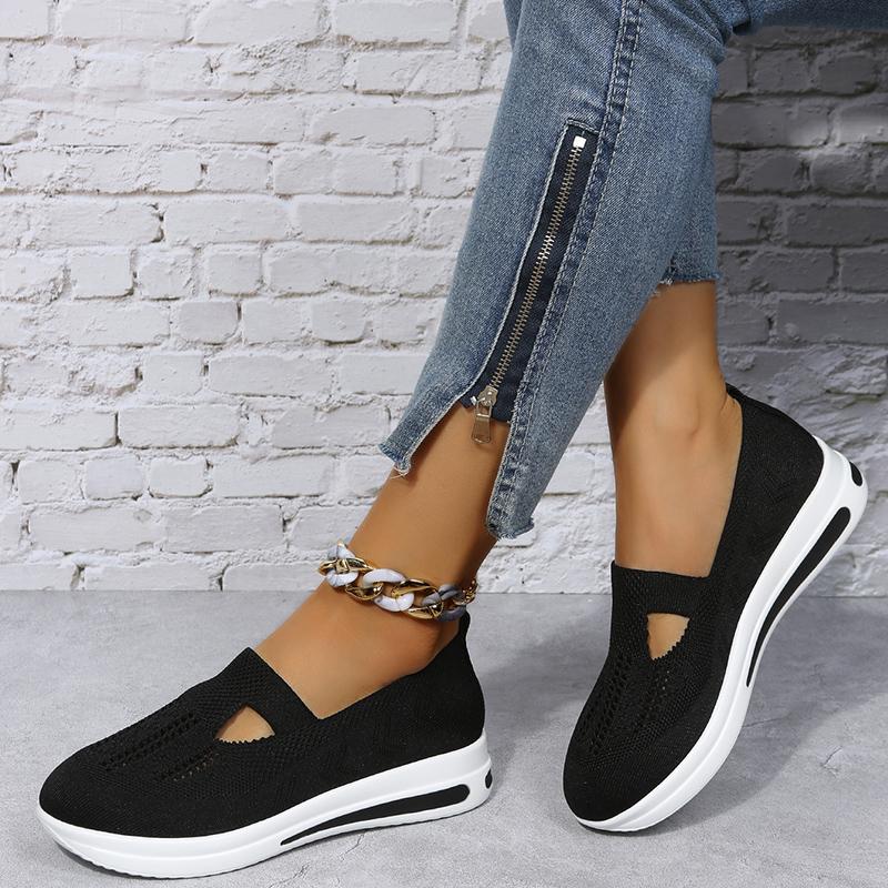 Fashion Mesh Knitted Flats Shoes for Female Shoes 2024 Summer Casual Sneakers Woman Breathable Soft Sole Loafers Zapatos De Mujer