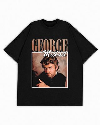 George Michael Vintage Print Rundhals T-Shirt Unisex Unisex Kurzarm Baumwolle Popstar Fan Lässig Street T-Shirts