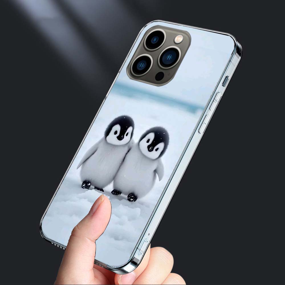 Penguin Baby Healing Phone Case For Iphone 16E 15 Pro 14 Plus 17E 16 17 Pro Max Air 11 12 13 Mini Shockproof Capa Cute Cover