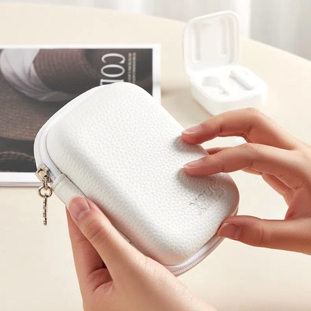 Leather Headphone Bag Hard Case Organizer Bag New Data Cable Storage Bag Outdoor