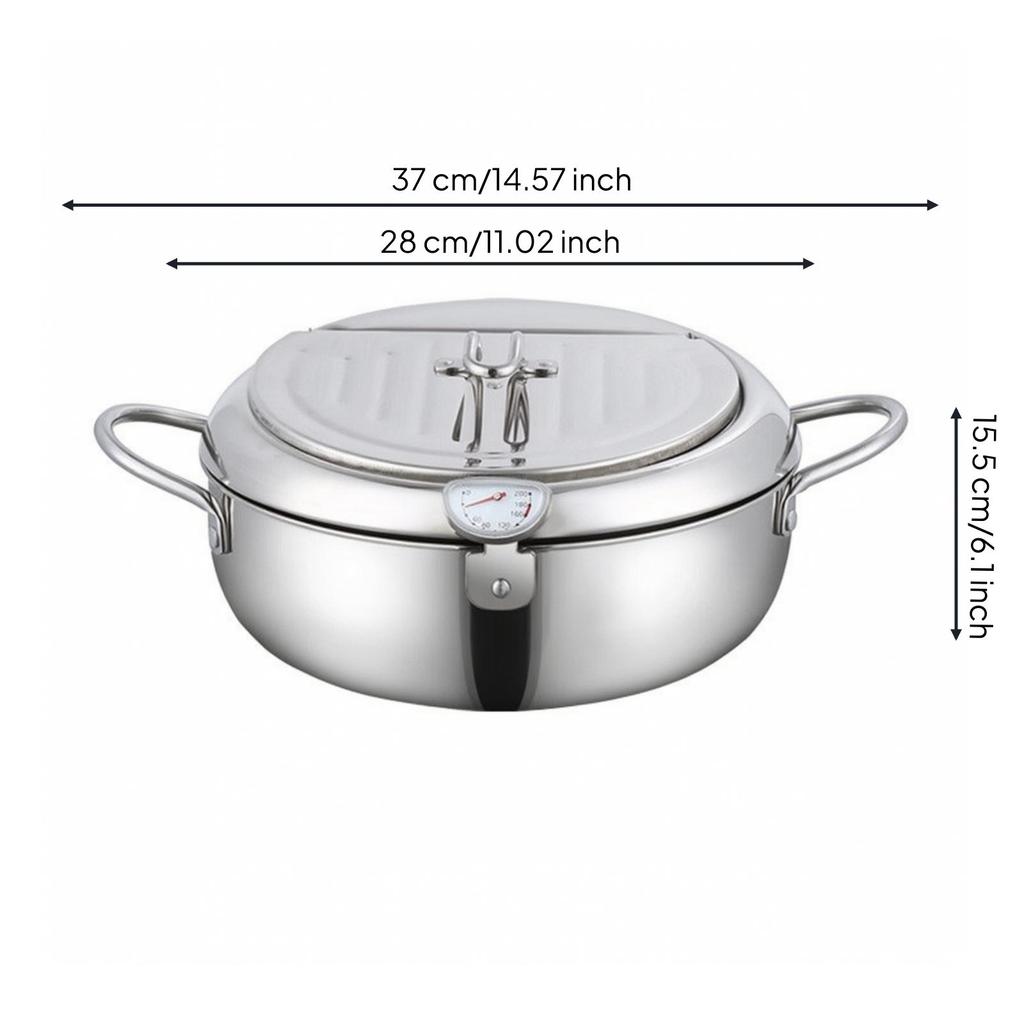 Frying Pot with Thermometer Uncoated Tempura Fryer Accurate for Home Cooks