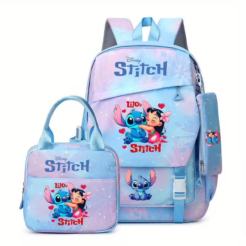 Large Capacity Schoolbag with Shoulder Strap; Student Three-piece Pencil Case Set