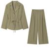 2025 Autumn Women's European Style Padded Shoulder Blazer & Straight-Leg Pants