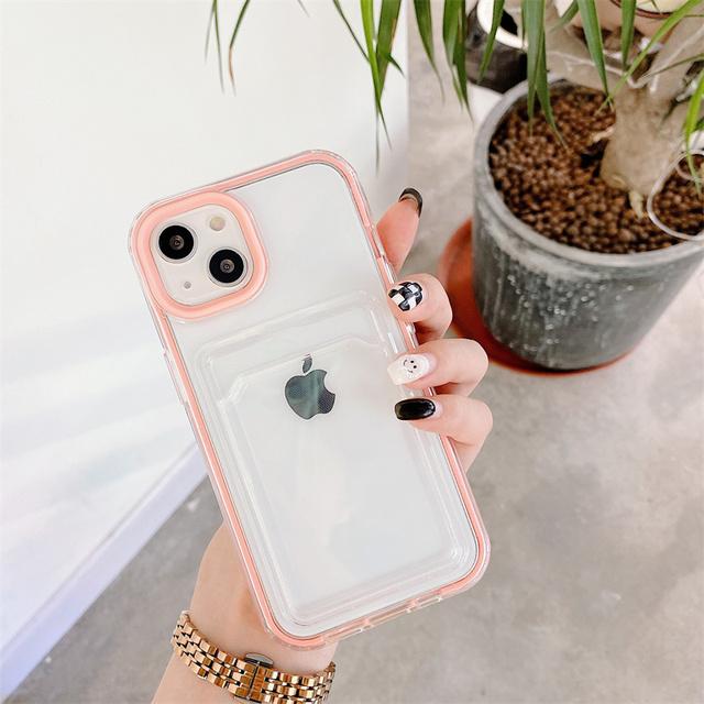 2 v 1 Priehľadné puzdro na telefón s priehradkou na karty, odolné voči nárazom, pre iPhone 13 11 12 Pro Max Xr Xs 14pro 12 13, mäkký priehľadný nárazník, zadný kryt