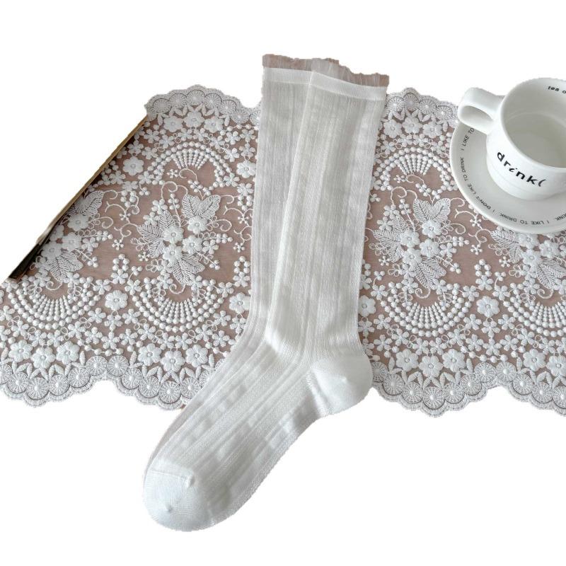 Summer Lightweight Ankle Socks Made of Children's Mulberry Silk, with A Pile Design, Featuring A Simple Style and Long Length.