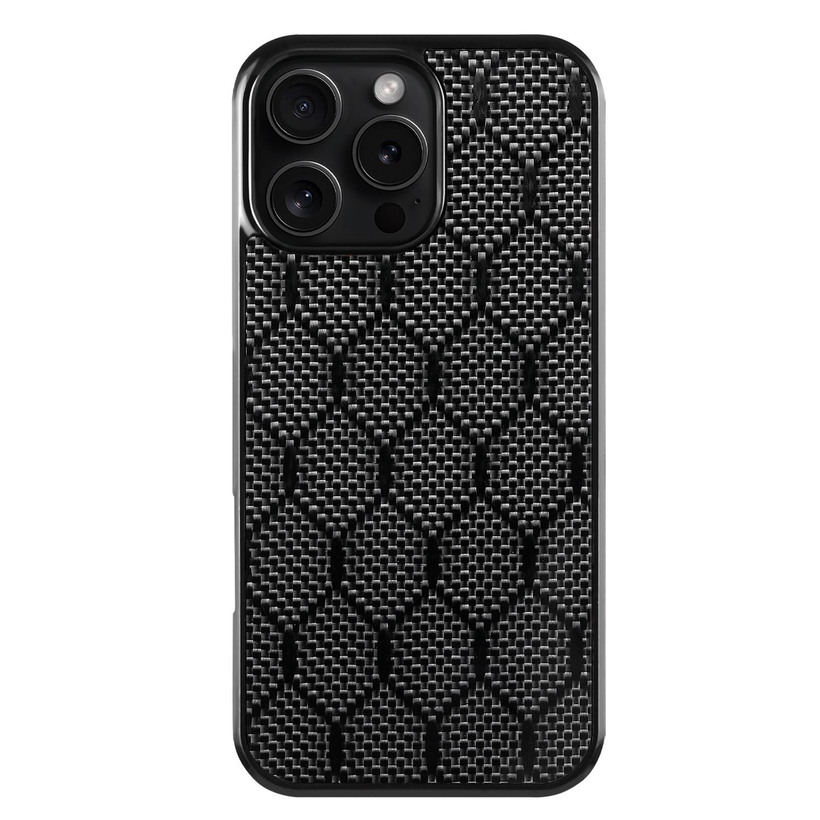 

For iPhone 16 Pro Max Case Textured Aramid Fiber+TPU Shockproof Phone Cover Honeycomb Texture