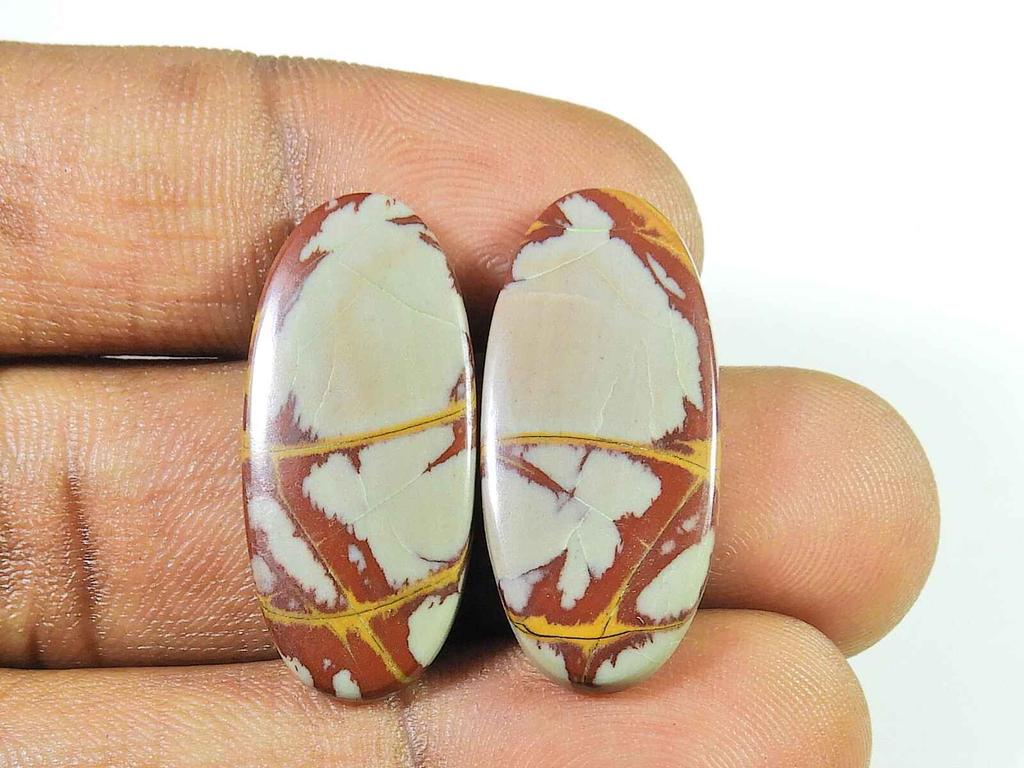 26Cts. Natural Noreena Jasper (13mm X 28mm Each) Oval Cabochon Match Pair SK-2711
