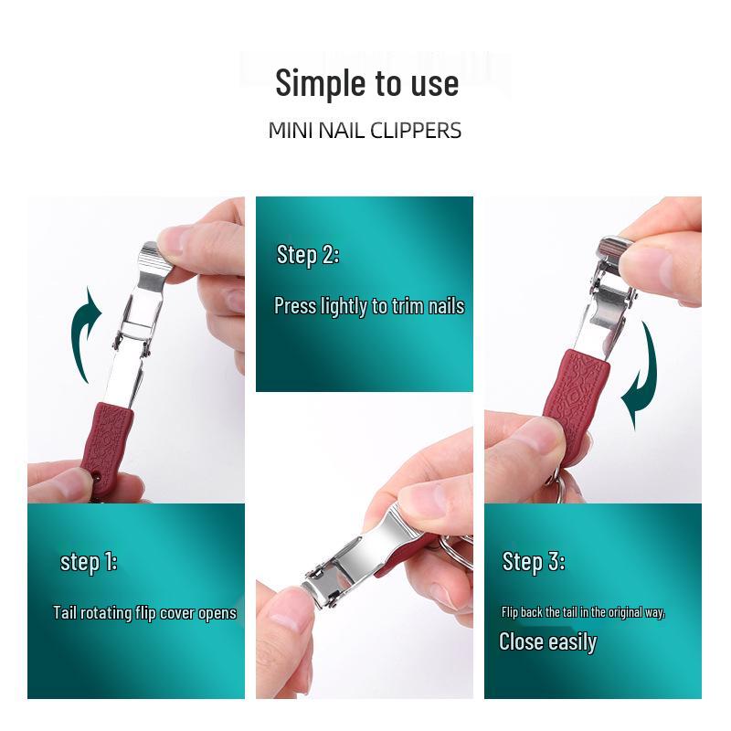 Portable Stainless Steel Folding Nail Clipper with Keychain - Compact Mini Pedicure Tool