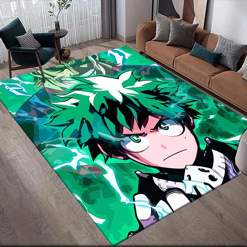 My Hero Academia Midoriya Theme Anti-Slip Floor Mat, Rectangular Carpet for Home Game Room & Living Space