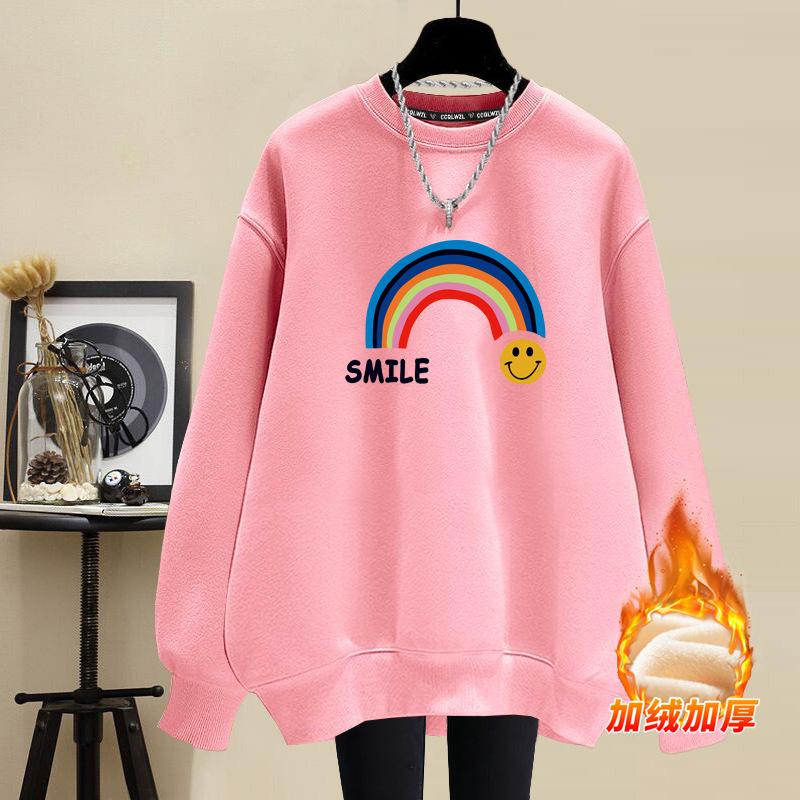 American crew neck sweater female student autumn and winter 2025 new popular Korean lazy wind fleece thickened coat