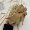 Sommer Kleine Stroh Schulter Umhängetaschen Handgefertigt Strand Handtaschen Schleife Gewebte Tragetasche Runde Umhängetasche Clutch