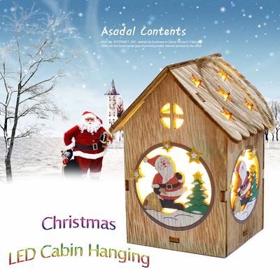 Led Light Wooden Dolls House Villa Christmas Ornaments Xmas Tree