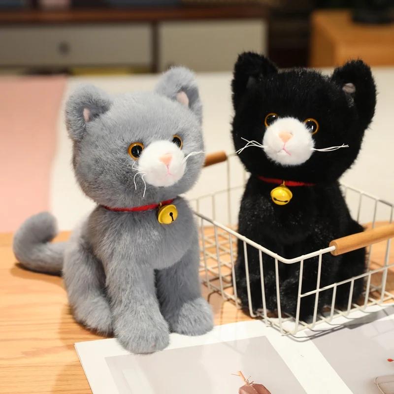 Realistic Plush Cats Doll Stuffed Sitting Kitten Plushies Toys for Children Baby Dolls Kids Birthday Gift Home Decoration