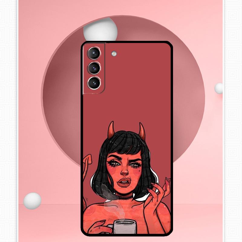 Devil Woman Case For Samsung Galaxy S25 Ultra S25 FE S20 S21 S22 S23 Plus S9 S10 S24 Ultra Cover Funda