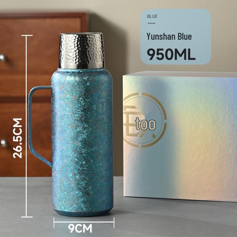 Premium Pure Titanium Double-Layer Thermos Cup and Large Capacity Tea Stewing Pot with Titanium Alloy Liner 950ml