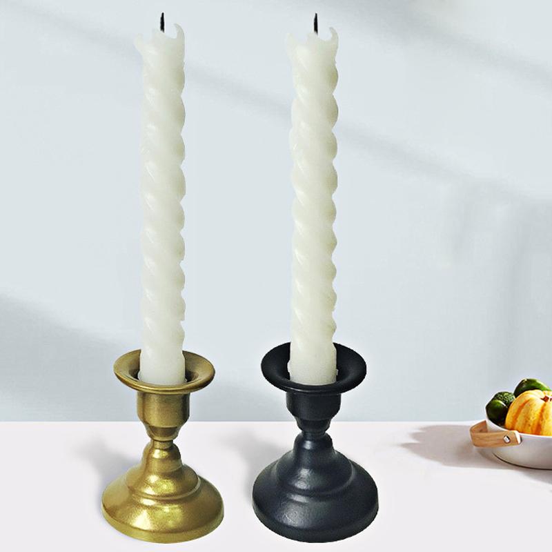 2x Iron Candles Stick Holder Candle Stand Simple Candle Holder for Pillar