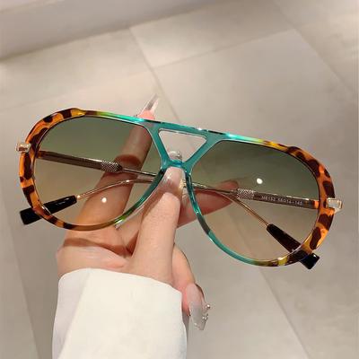 1/2 Stück Vintage Piloten Sonnenbrille Mode Doppelsteg Verlauf Mehrfarbig Lässige Tönung Damen Trendiges Luxus Design Sonnenbrille