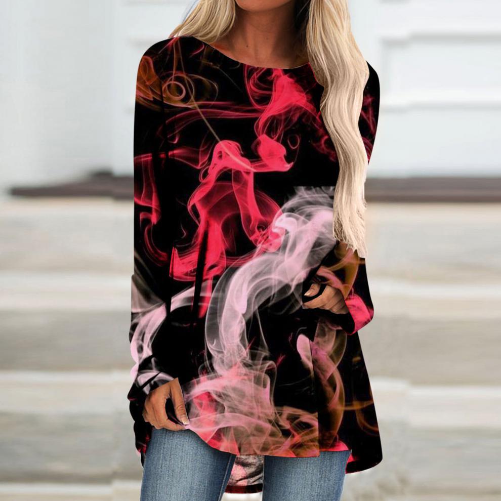 

Женская футболка Color Fusion Casual Weekend Graphic Patterned Active Streetwear с длинным рукавом и круглым вырезом Essential XS-8XL 7XL