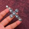 Aquamarine Gemstone Cross Shape Pendant : 925 Sterling Silver Handmade Jewelry Pendant