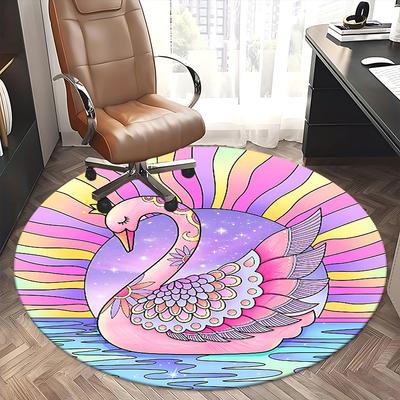 Colorful Swan Office Carpet Chair Mats, Home Decor, Sofa Rug, Office Carpet Gift for Bedroom, Living Room, Various Rooms1118143a