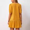 2025 New Women's Dress Solid Color Loose Waist Cotton Linen Crew Neck Dress
