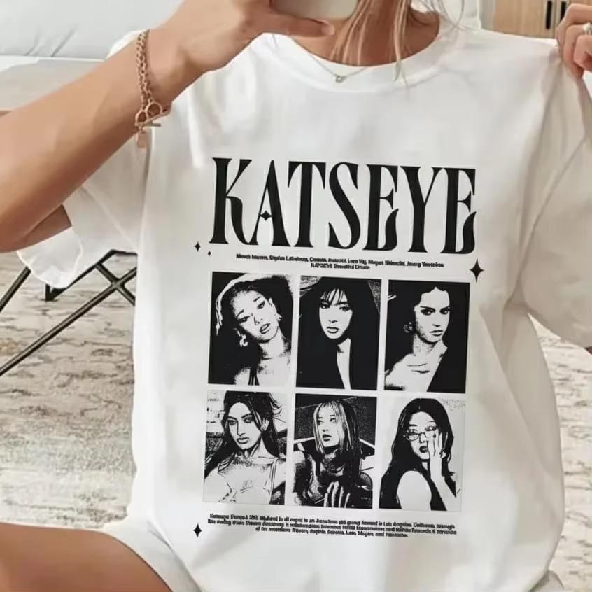 KATSEYE Kpop Girl Group Vintage S Bootleg Tshirt Members Graphic Print Unisex Casual Streetwear Fans Gift Short Sleeve Tee