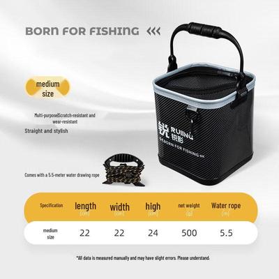Brangdy Portable Carbon Pattern Fishing Water Bucket