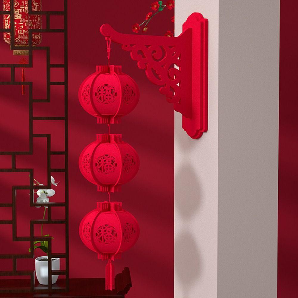 Neue Vlies 3D Neujahrs Filz Laterne mit Quaste DIY Rote Laterne Traditionelle Festival Dekoration Hängende Ornamente