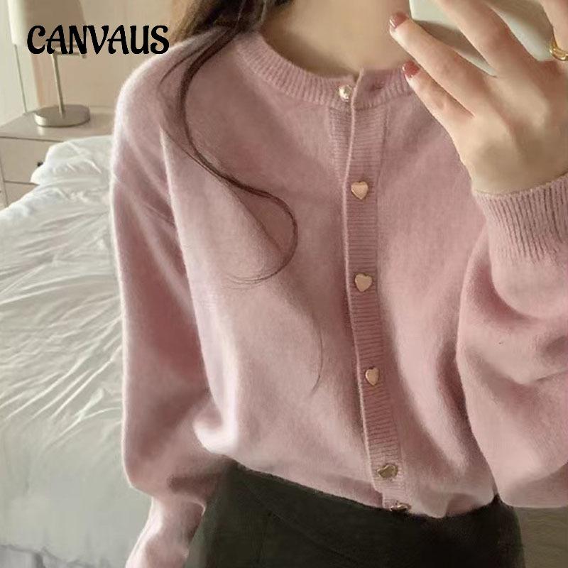 Podzimní dámský svetr Jemný vítr Heart Button Top z měkkého přilnavého úpletu Cardigan