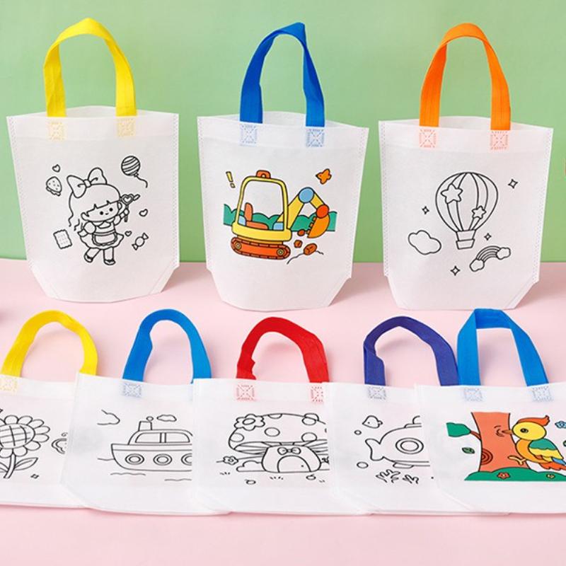 24pcs Set(12 bags+12 markers), DIY Graffiti Pack with Colored Markers, Reusable Animal Art Party Gift Bags,Storage Accessories