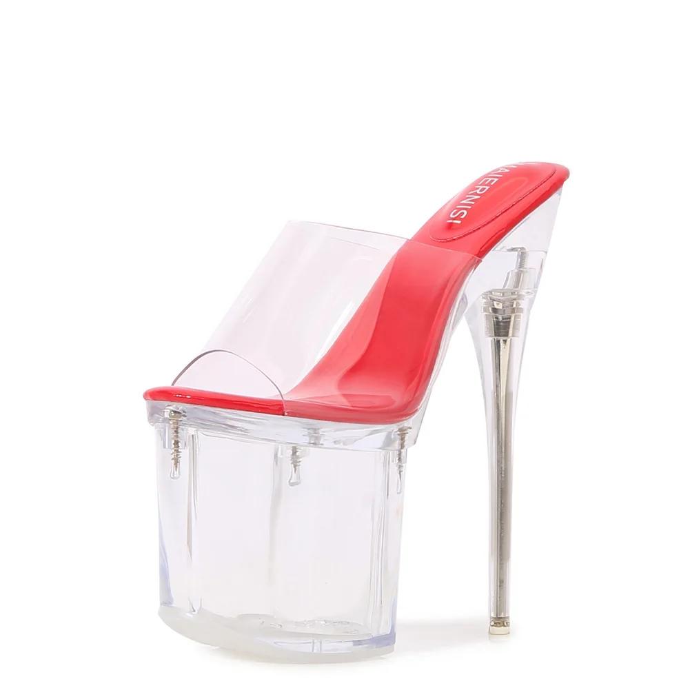 Fashion Car Model Nightclub Extra High Heels Slippers Thin Heels Sexy Waterproof Table Hate Sky High Transparent Ultra High Sandals