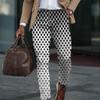 Męskie spodnie Plaid Mid Waist Slim Fit Odporne na zużycie spodnie wiosenne do pracy