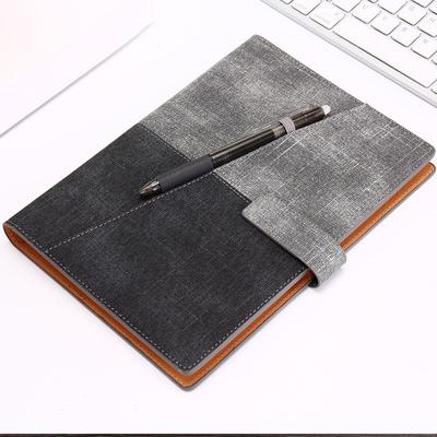 Reusable Notebook with Pen Holder Magnetic Button Faux Leather Cover Erasable Metal Binder Notepad Student Drawing Sketchbook School Office Supplies