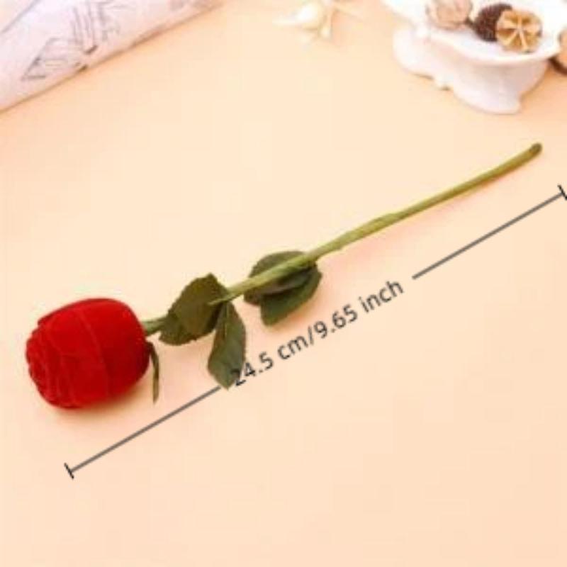 Red Rose Flocked Jewelry Box Creative Proposal Ring Storage Box Romantic Engagement Ring Case Gift Box For Valentine's Day