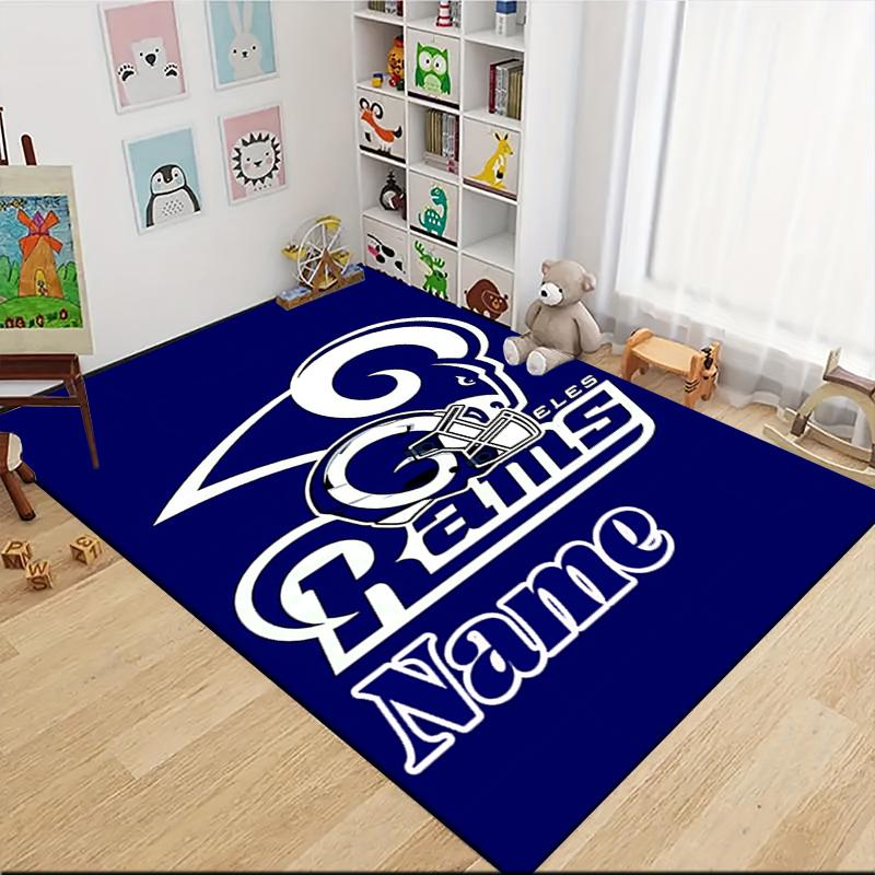 Custom Name Rams Helmet Print Carpet Rug Customizable Soft Washable Anti-Slip Home Living Room Sofa Mats Personalized Rug. 0909421