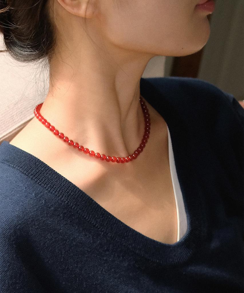Marta 925 Silver. Carnelian Necklace (6Mm)
