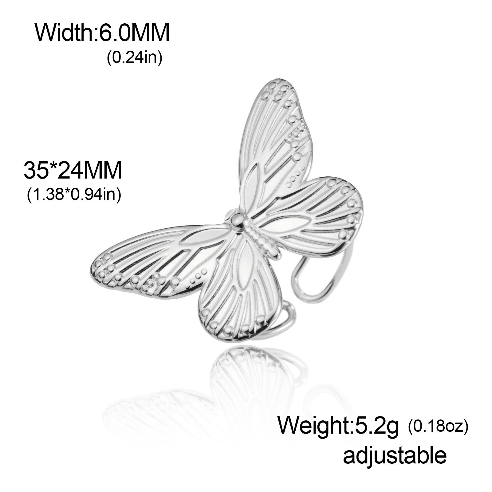 

Stainless Steel Adjustable Butterfly Women s Ring Gold Plated Finger Rings Trendy Jewelry Birthday Gift Wholesale 2026 New resizable срібний