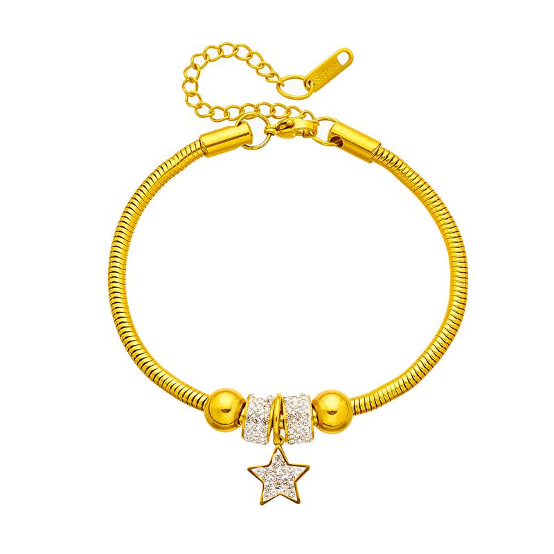 316L Stainless Steel New Fashion Fine Jewelry 4 Styles Embed Zircon Beaded Butterfly Charm Thick Snake Chain Bracelets For Women