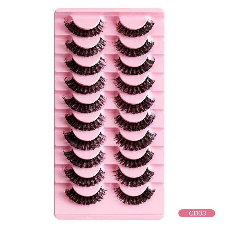 10 Pairs Of False Eyelashes, Large Curls, Natural Chemical Fiber Curls, Thick And Natural Eyelashes
